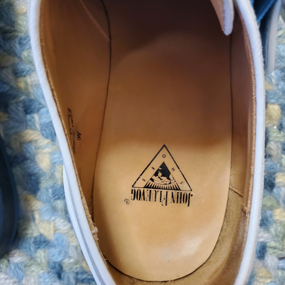 John Fluevog Light Blue and White Buckle Oxfords - Picture 5 of 6